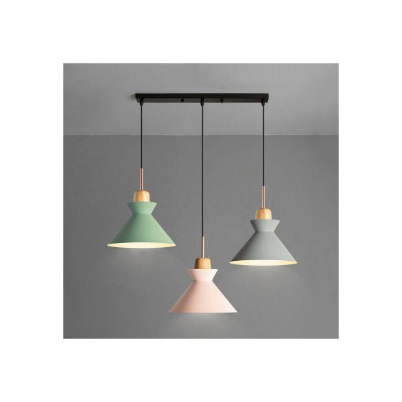 Dome/Cone Shade Living Room Hanging Ceiling Light Nordic Style Aluminum 3 Lights Multi Colored Pendant Lighting