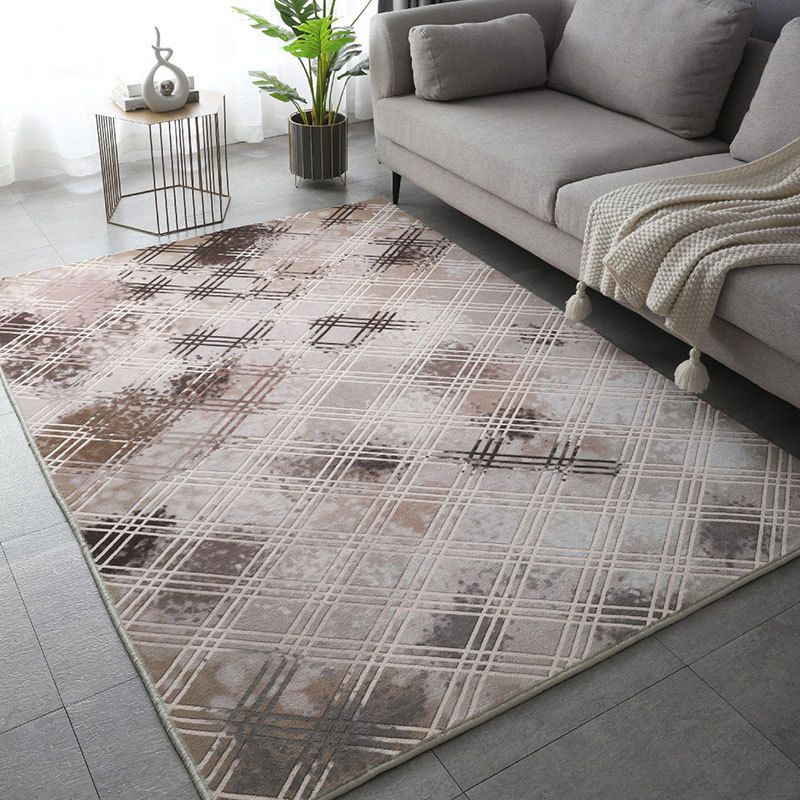 Brown Modern Area Rug Polyester Graphic Indoor Rug Stain Resistant Rug for Home Decor
