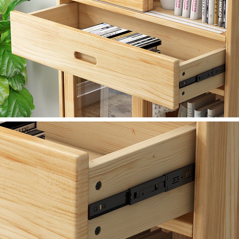 Modern Style Closed Back Bookshelf Standard Wooden Bookcase with Cabinets