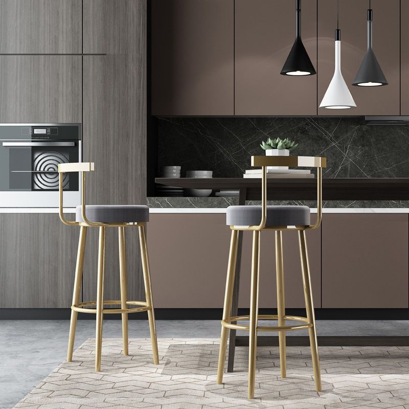 Nordic Style Bar-stool Round Seat Counter Bar Stool with Metal Legs