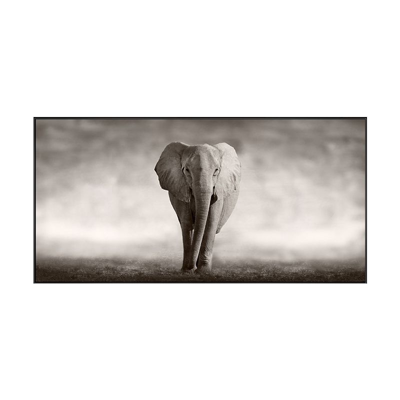 Walking Elephant Painting Soft Color Canvas Wall Art Print Textured, Multiple Sizes