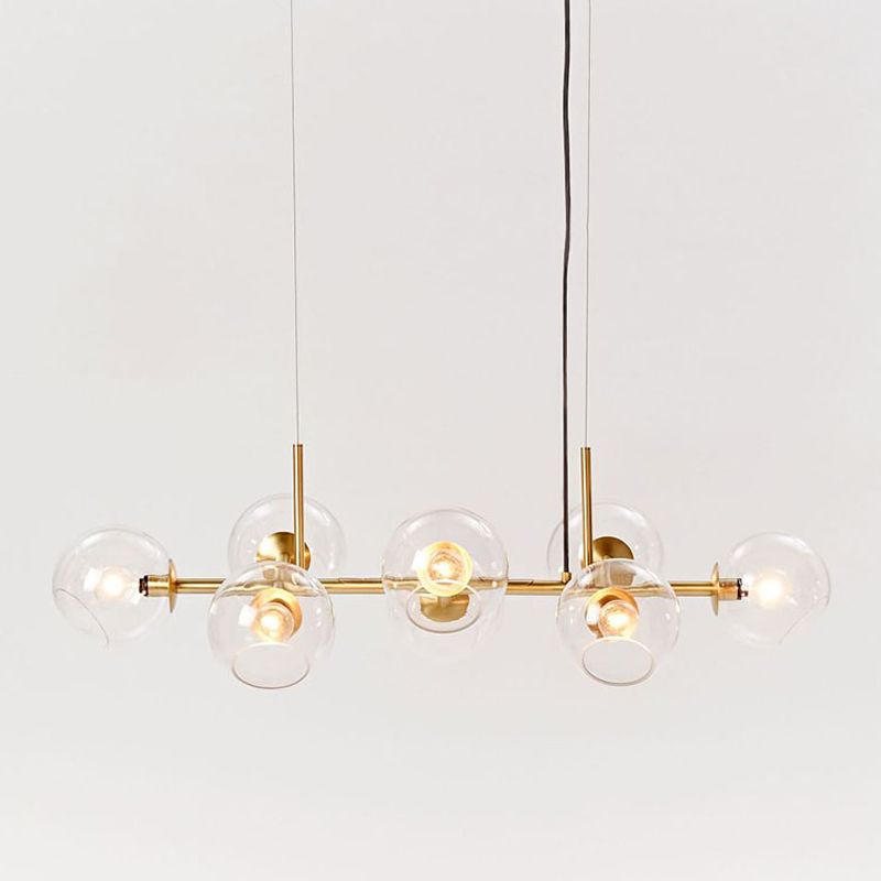 Contemporary Style Spherical Island Lights Clear Glass 8-Light Island Pendant Lights