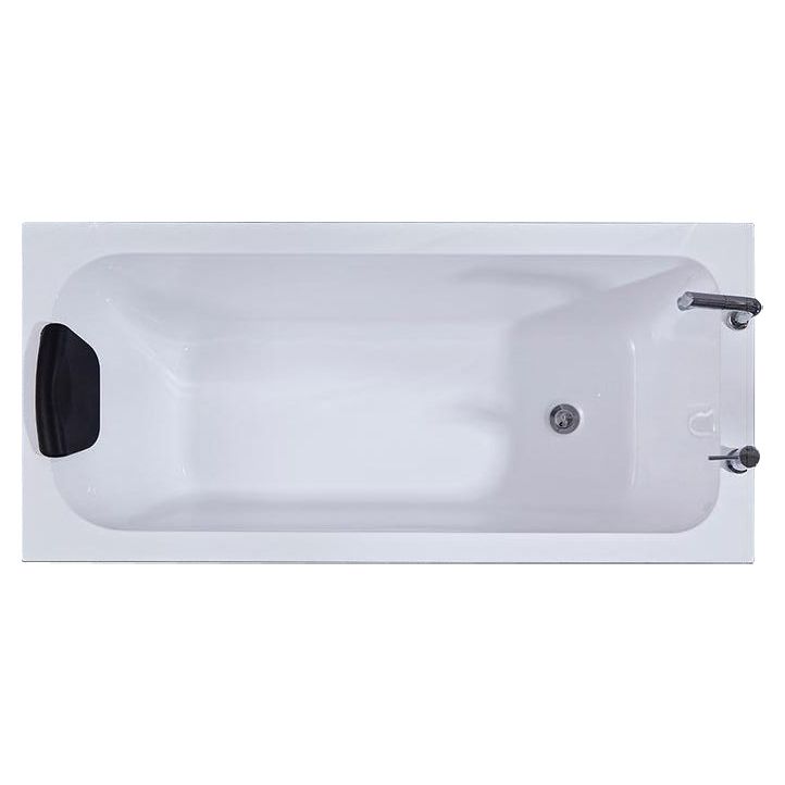 Modern Rectangular Freestanding Bath Acrylic Soaking Pop-up Drain Bathtub