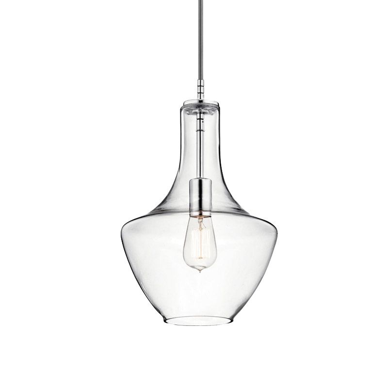 Klare Glasurnenform hängende Deckenleuchte Minimalismus 1-Licht-Anhängerlampe in Chrom