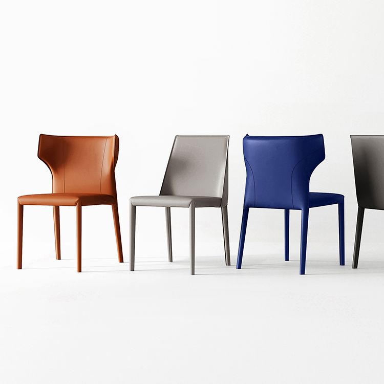 Chaises de salle à manger en cuir de style scandinave Chaises de salle à manger sans accoudoirs pour un usage domestique (Ensemble de 2)