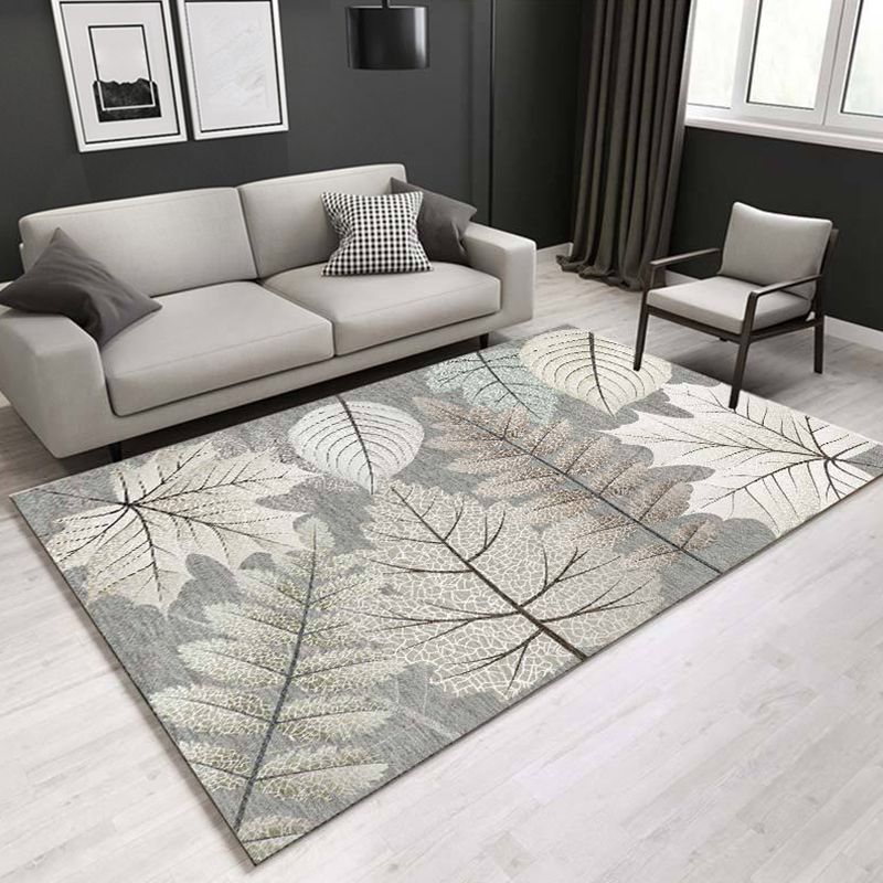 Multi Colored Plant Print Rug Polypropylene Simplicity Carpet Non-Slip Pet Friendly Indoor Rug for Living Room