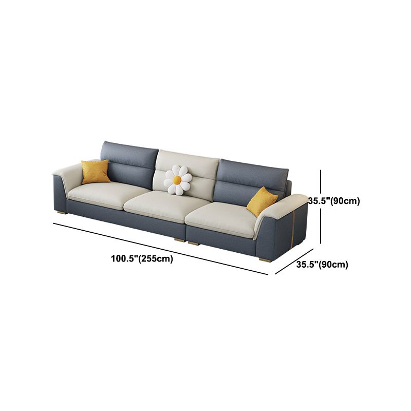 Glam 3/4 Seater Faux Leather Pillow Top Arm Sofa for Living Room