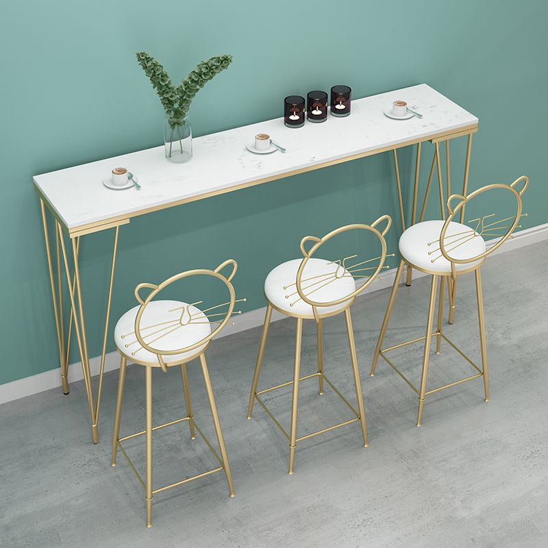 Glam 1/3/4/7 Pieces Bar Table Set Rectangle Stone Counter Table with High Stools