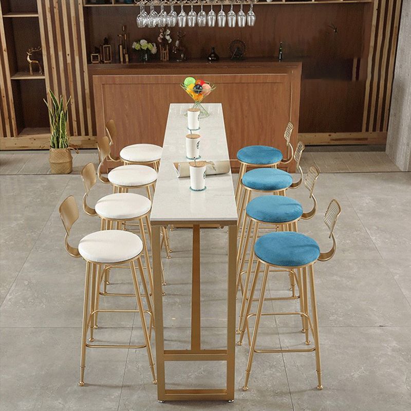 Modern Bar-height Table FauxMarble Top Bistro Bar Table with Gold Base