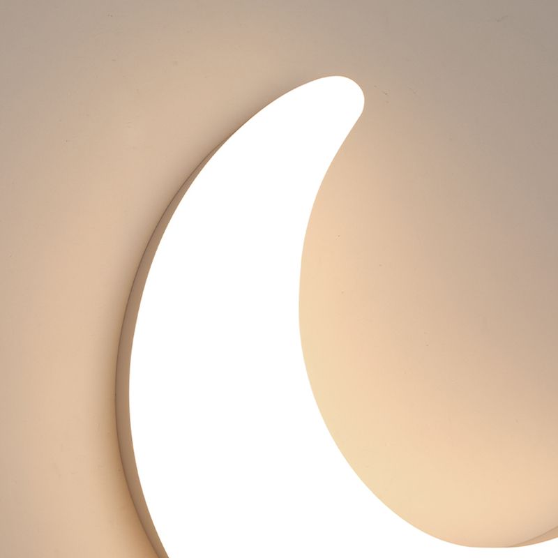 Moon Shape Wall Lamp 1-Light LED Wall Mount Lamp with Plastic Shade for Bedroom