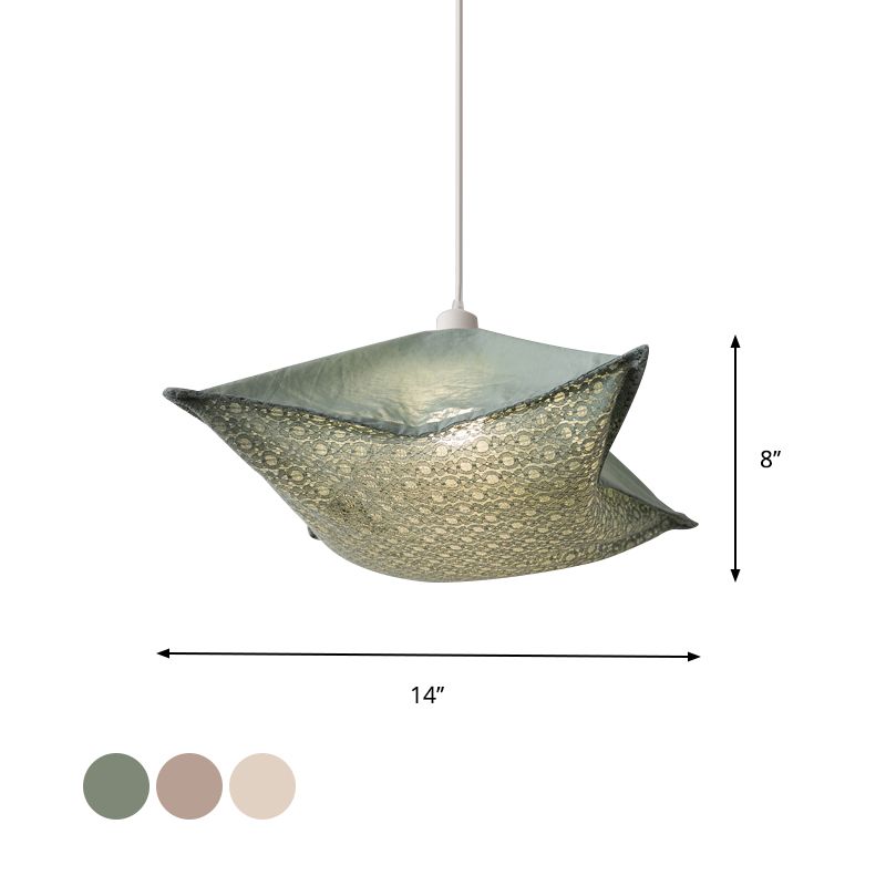 Modern Style Cushion Hanging Lamp Patterned Fabric 1 Bulb Living Room Pendant Ceiling Light in Light-Purple/White/Green