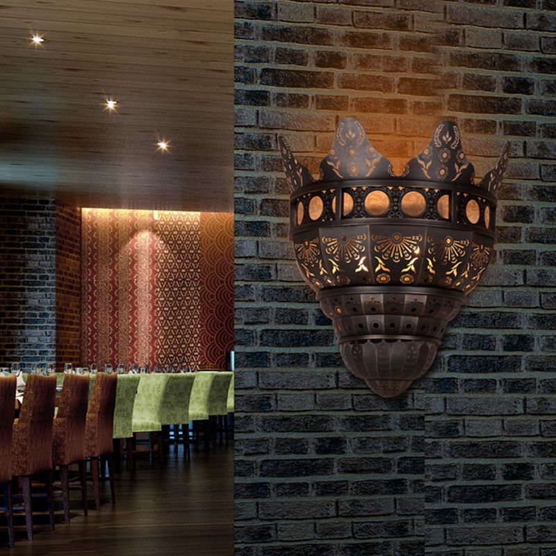 1 Kopf Metallleuchte Licht Traditionary Bronze geschnitztes Wohnzimmer Wandmontagelbeleuchtung