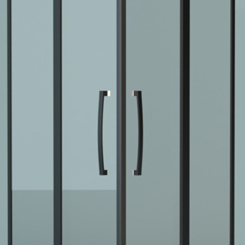 Square Black Framed Shower Enclosure Tempered Glass Shower Kit with Double Door Handles