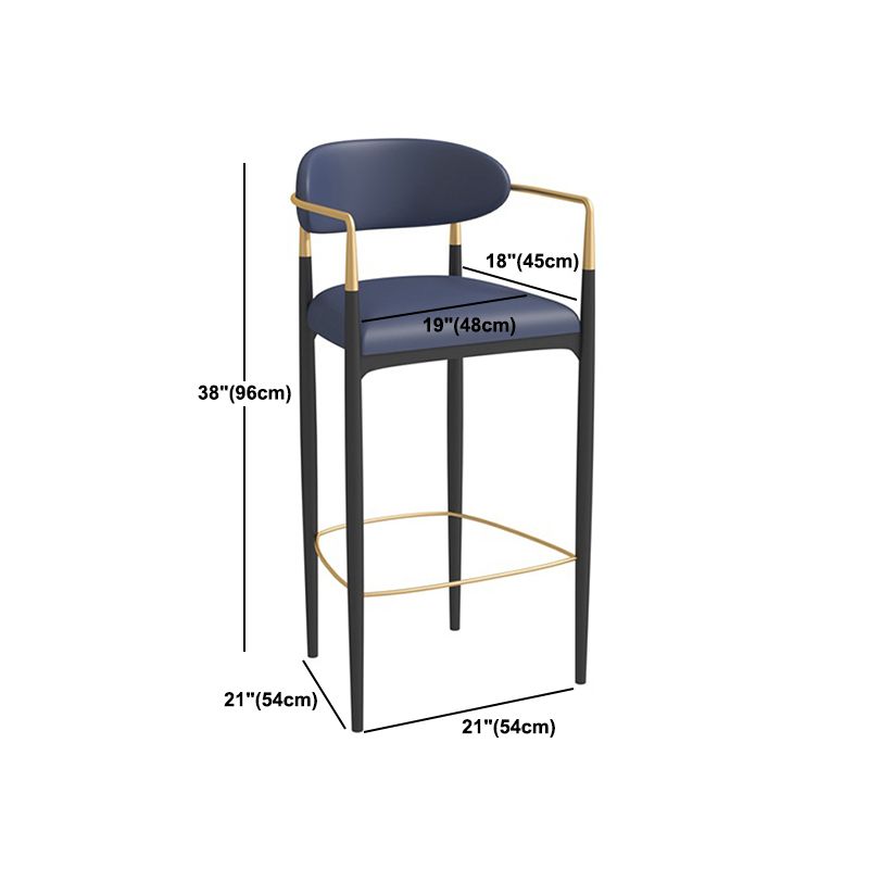 Scandinavian Metal Barstool Fabric Upholstered Counter Stool in Matte Finish Indoor