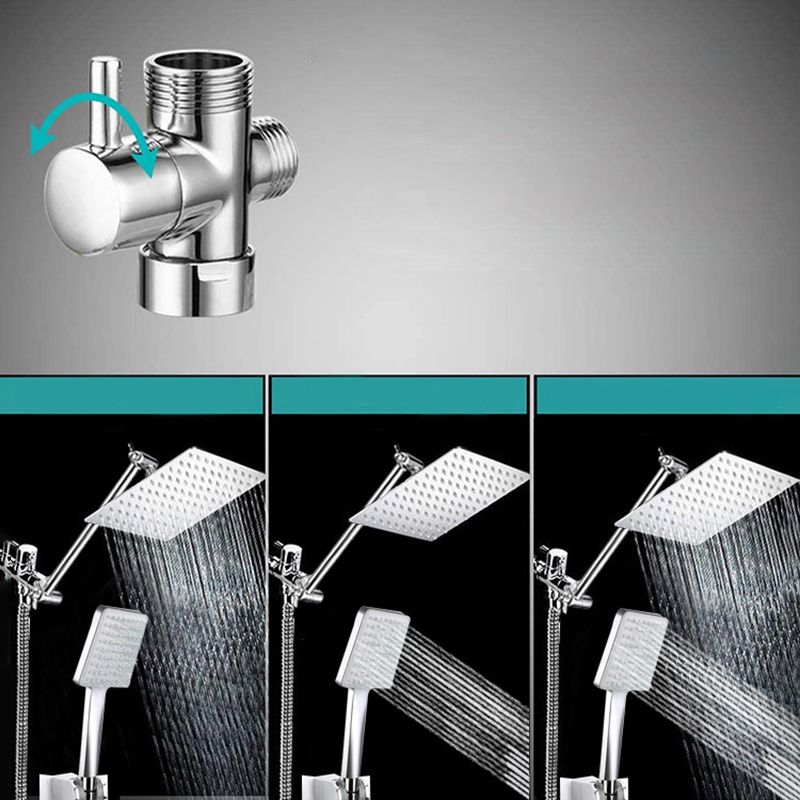 Contemporary Shower Combo Dual Shower Head Ceiling Mounted Metal Square Shower Head