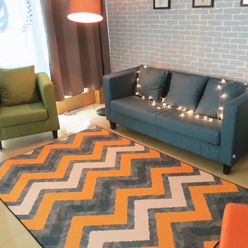 Nordic Wohnzimmer Teppich Multifarbene geometrische Druck in Indoor Rug Synthetik nicht rutscher Haustierfreundlicher Waschblatt Teppich
