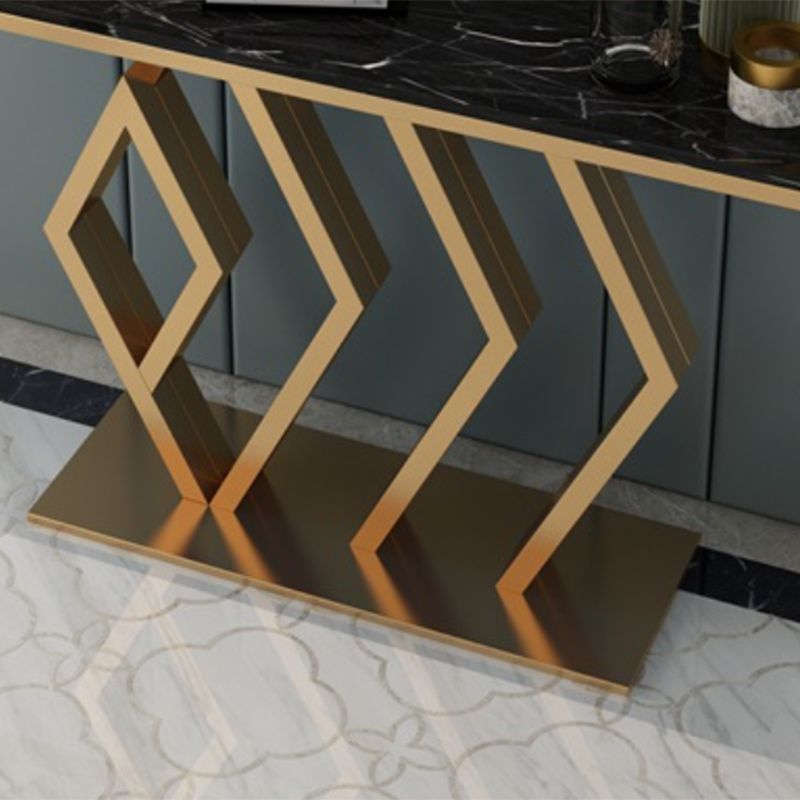 Glam Rectangle Console Table with Pedestal Base and Marble Top