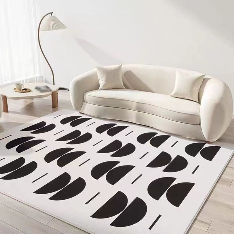 Geometric Pattern Living Room Rug Carpet Polyester Washable Area Rug