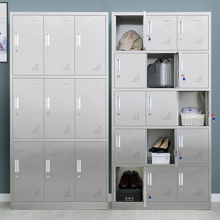 35.5"L x 16.5"W x 71"H Hinged Door Storage Cabinet Contemporary Cabinet with Metal Doors