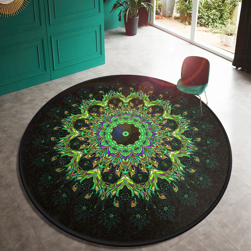 Multi Color Door Rug Moroccan Floral Area Carpet Synthetics Anti-Slip Stain Resistant Pet Friendly Rug