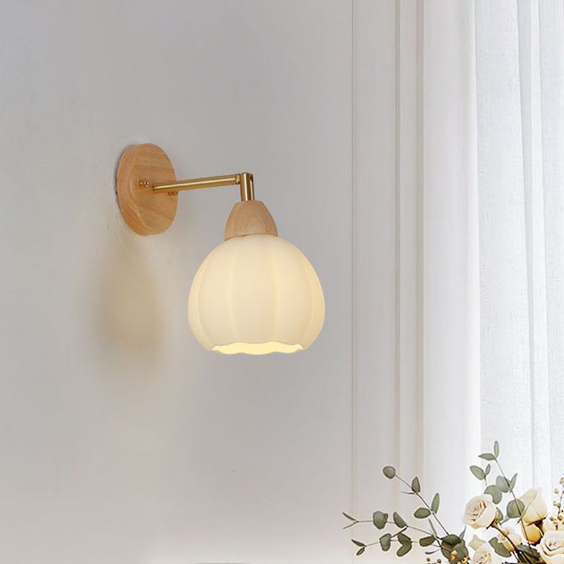 Modern Wooden Wall Light Sconce Minimalist Wall Light Fixture for Bedroom
