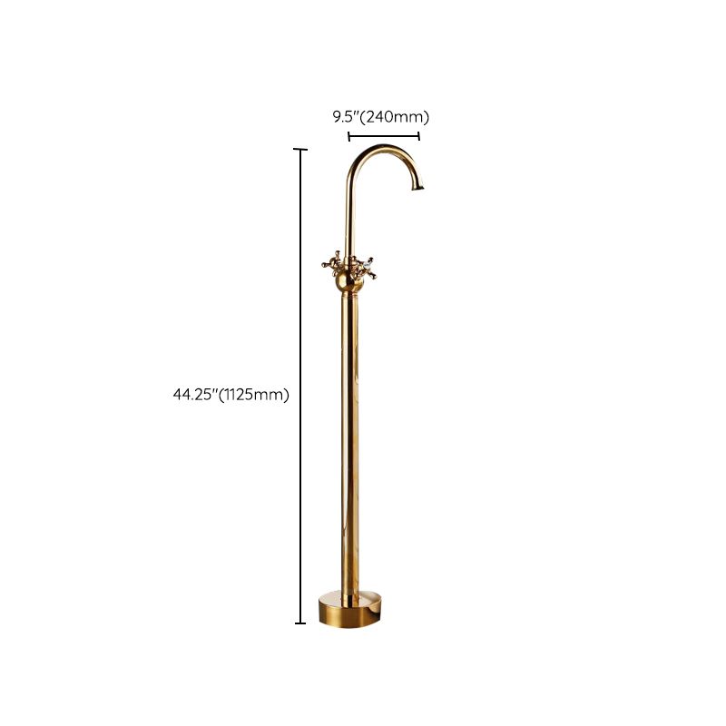 Modern Gold Bath Faucet Trim Floor Mounted High Arc Tub Faucet