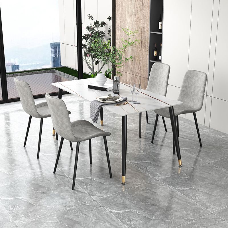 Traditional Luxury Dining Table Sintered Stone Rectangle 4 Legs Table for Home