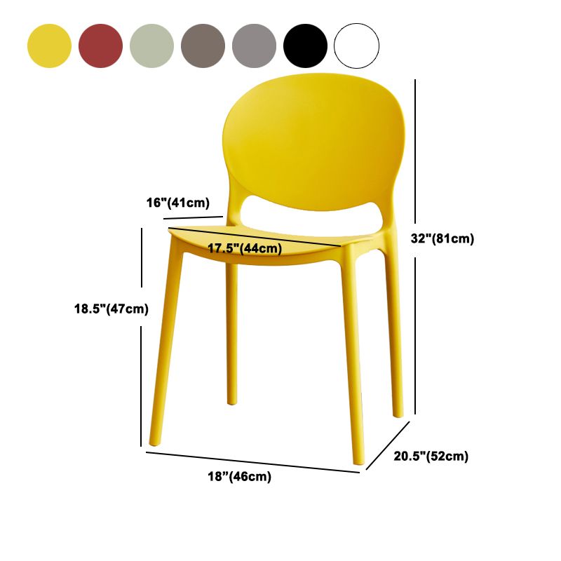 Modern Plastic Chair Kitchen Open Back Dining Side Furniture in Matte Finish