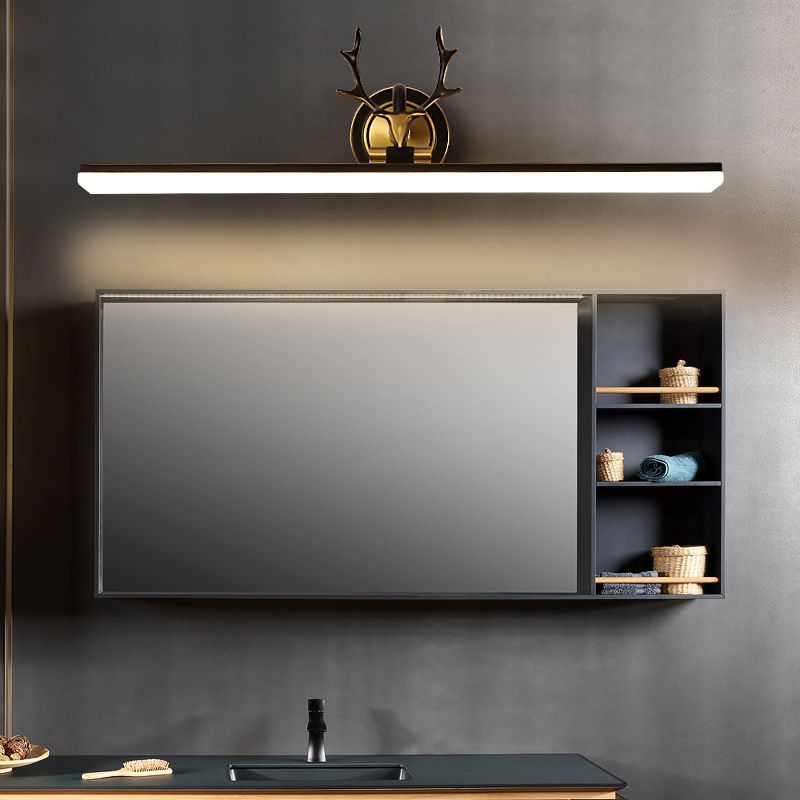 Elongated Vanity Wall Lights Vintage Simplicity Acrylic Wall Sconce with Antlers for Bathroom