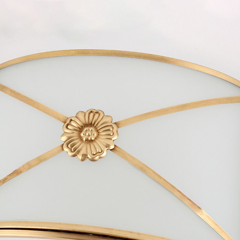 Gold Ceiling Mounted Fixture Traditional-Style Glass Shaded Close to Ceiling Lighting