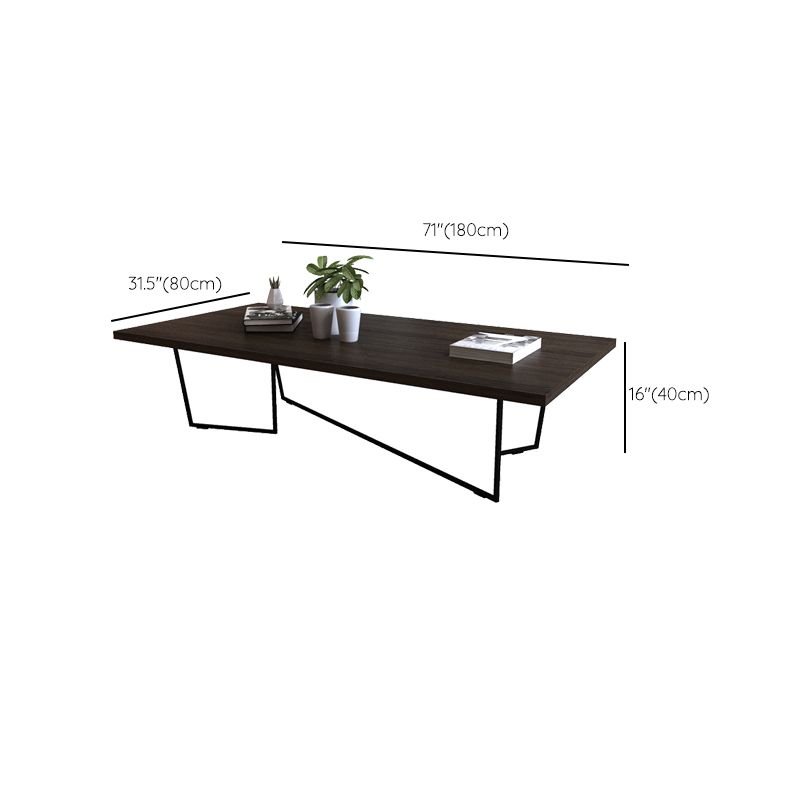 Dark Brown Solid Wood Coffee Table Abstract Coffee Cocktail Table