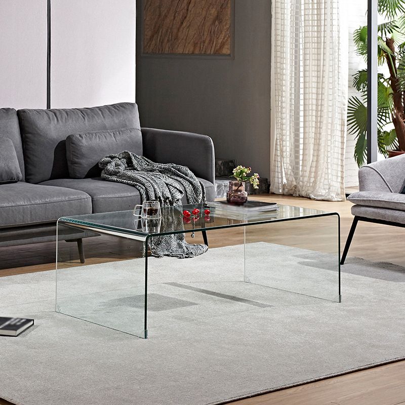 Modern Style Black/transparent Top Rectangular Coffee Table Made of Tempered Glass