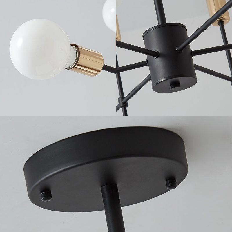 Lampadario bianco di latte bianco Starburst moderno moderno kit di lampada per camera da letto a 12/15/15 luci in nero