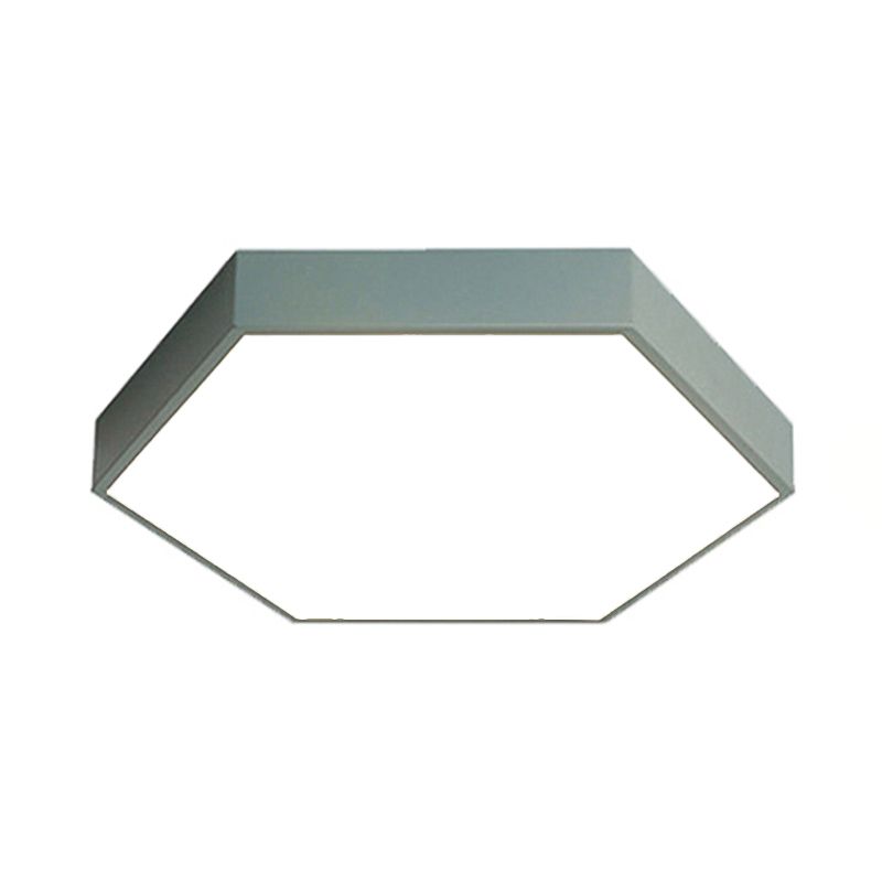 Modern Led Flush Mount with Metal Shade Gray/Yellow/Blue Hexagon Flush Mount Fixture in White/Warm Light, 16"/19.5"/23.5" Wide