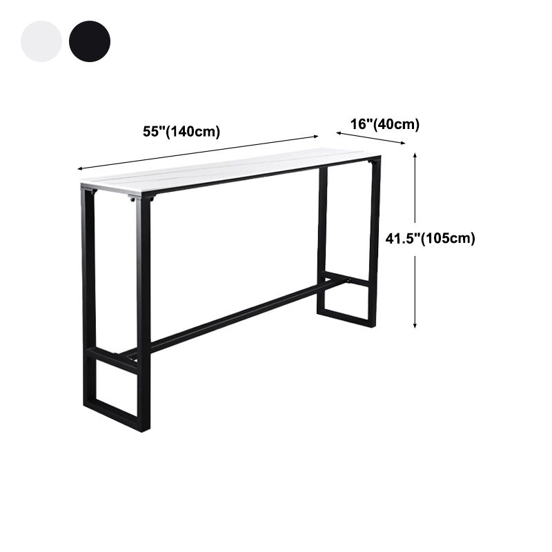Modern Rectangle Footrest Event and Cocktail Table Black Slate Patio Bar Table