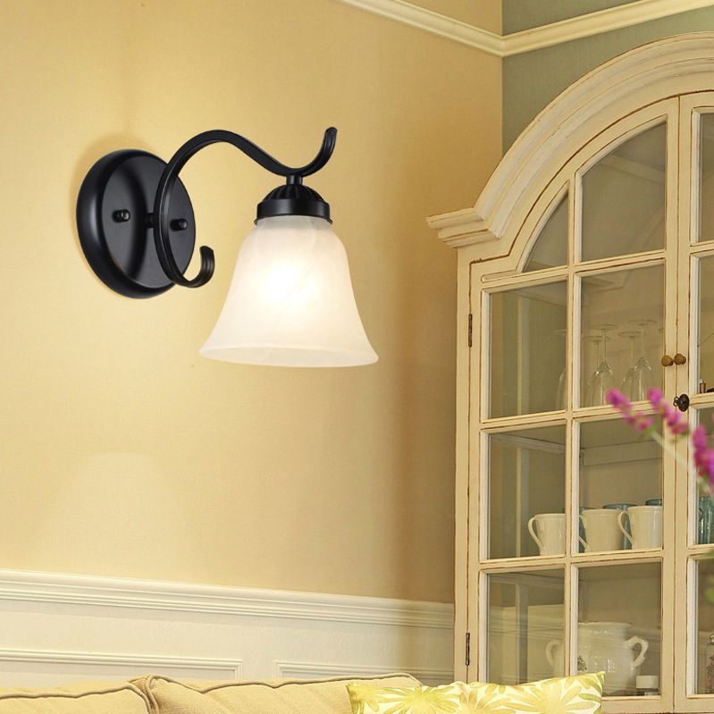 Industrial Style Wall Sconce Grass 1 Light Sconces in Black for Bedroom