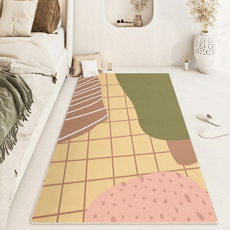 Nordic Dark Brown Rug Polyester Color Lump Rug Tear Resistant Rug for Bedroom
