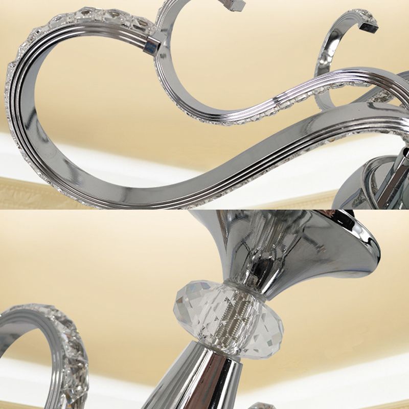 Radikaler Kronleuchter Licht Minimalistischer KristalllED -Chromdecke Anhänger Licht in warmem/weißem Licht