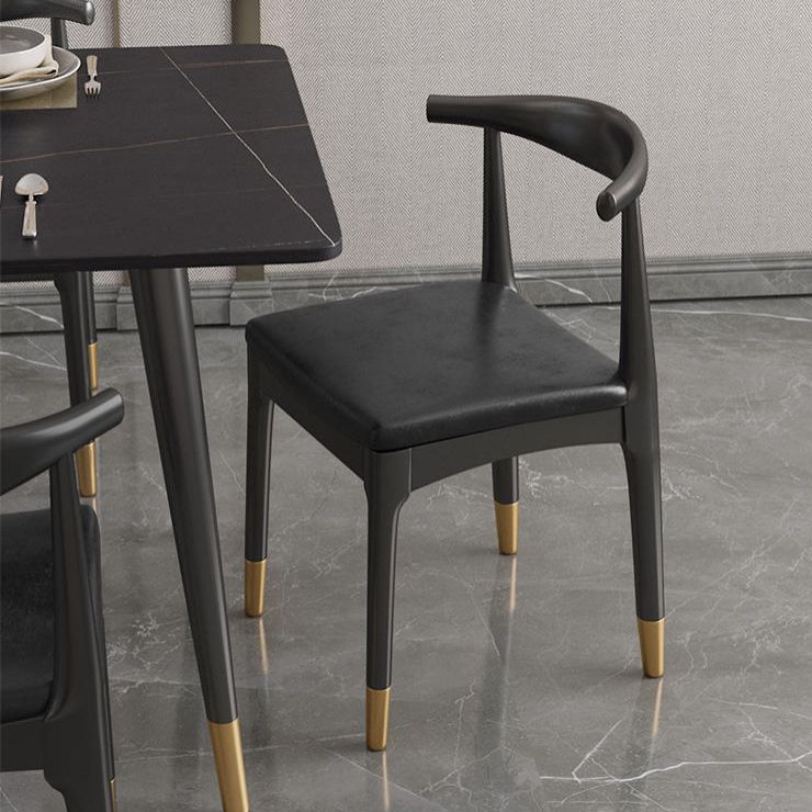 Rectangle Modern Dinette Set 1/4/5 Pieces Black Base Indoor Dining Table Set