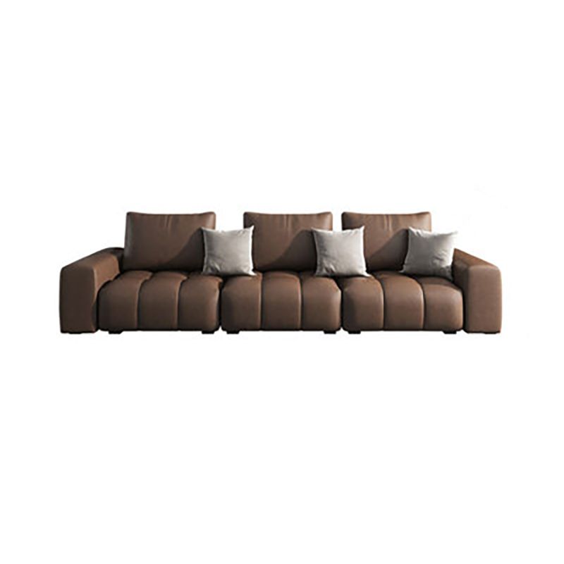 American Traditional Faux Square Arm Sectionals 37.4"High Leather Cushions Sofa,Dark Brown