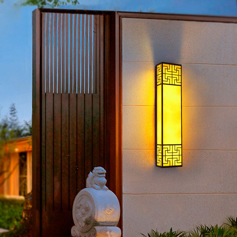 Rectangular Wall Sconce Contemporary Outdoor Wall Light Fixture for Courtyard