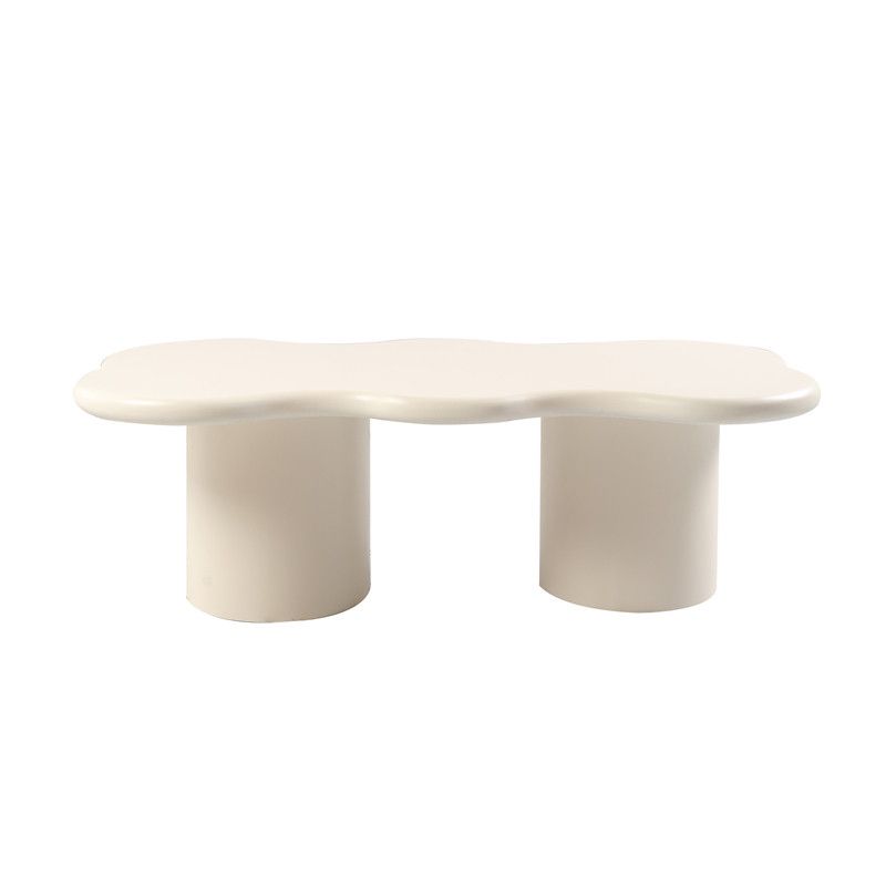 1 White Coffee Table Solid Wood Round Coffee Table Minimalist