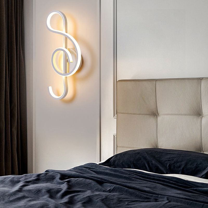Single Contemporary Black/White Unique LED Metallic Wall Mounted for Bedroom