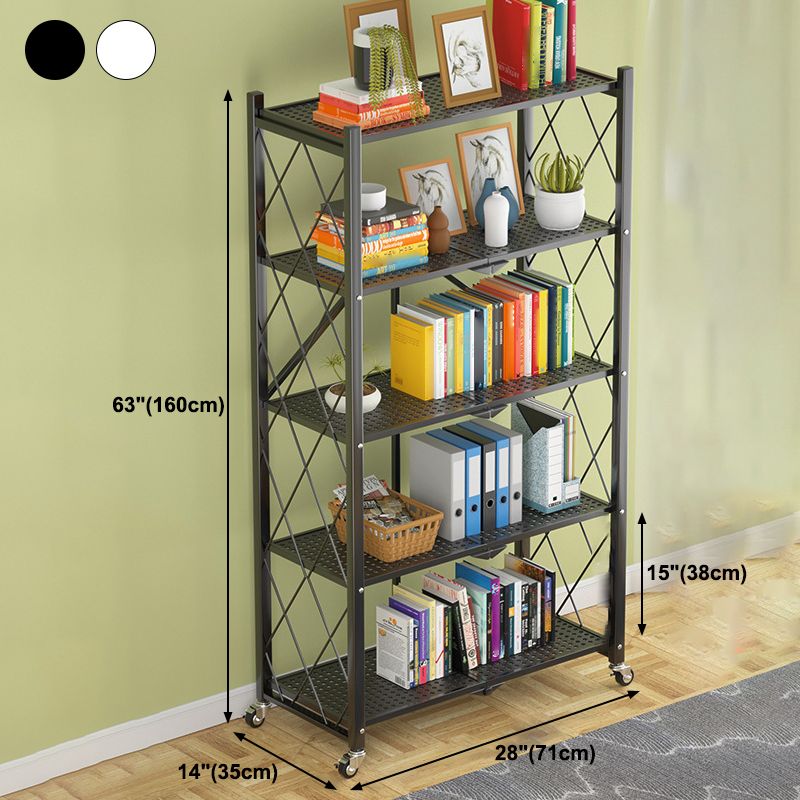 Industrial Open Etagere Bookshelf Steel Bookshelf with Caster Wheels