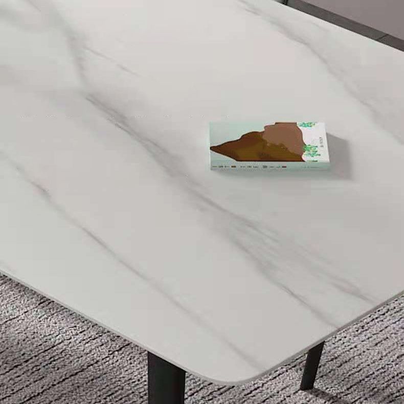 Industrial Style Home Sintered Stone Dining Table Rectangle Table with Metallic Base