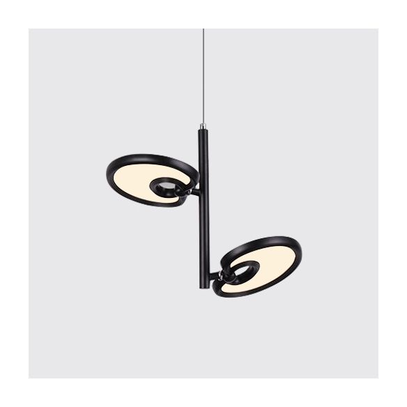 2/4/6 cabezas de hoja de colgante colgante de metal moderno de metal negro/blanco Luz colgante para comedor con luz cálida/blanca/neutra