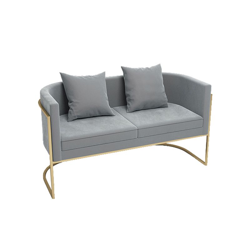 Contemporary 27.55" H Metal Frame Solid Color Velvet Tuxedo Arm Sofa