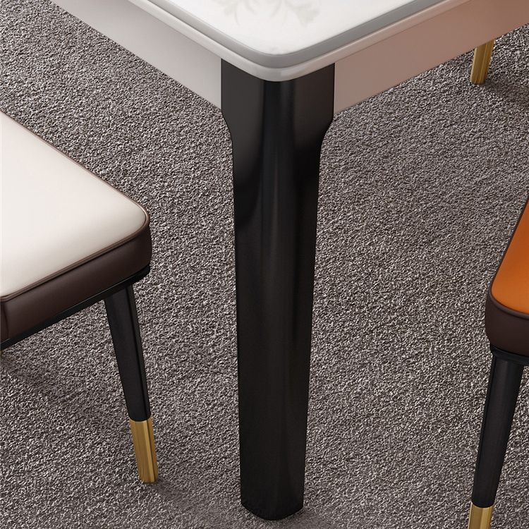 Mesa de comedor de piedra sinterizada de mediados de siglo, mesa rectangular con base de 4 patas para el hogar
