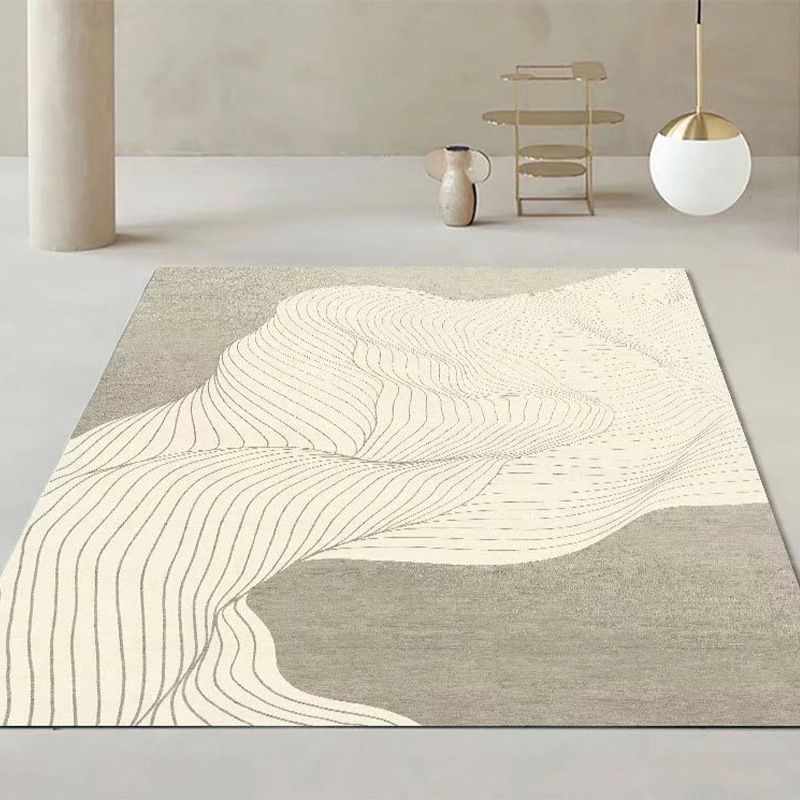 Brown Stripe Rug Polyester Modern Rug Stain Resistant Rug for Living Room