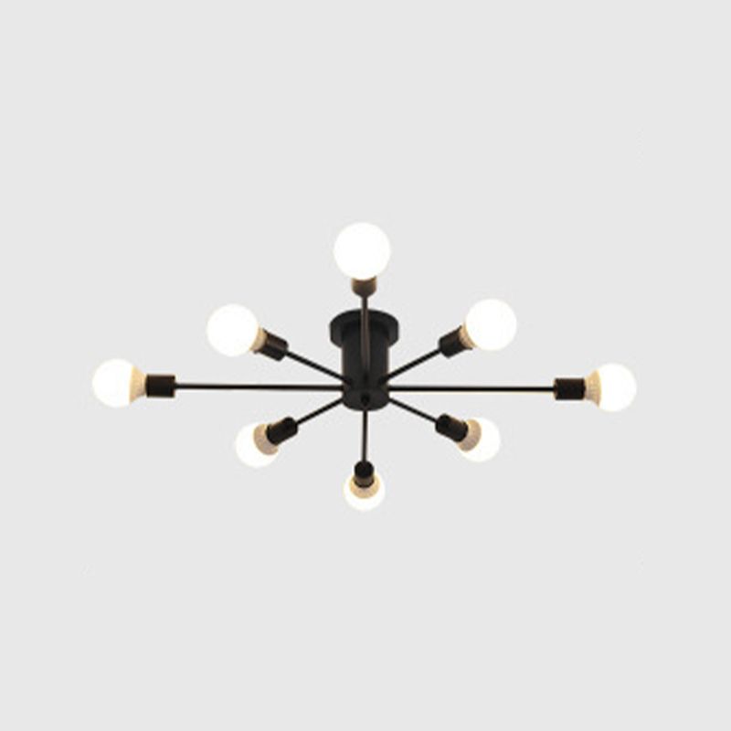 Minimalism Sputnik Flush Mount Metal Semi Flush Mount Light for Living Room